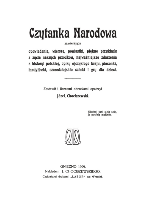 Czytanka narodowa, J. Chociszewski Czytanka narodowa, J. Chociszewski